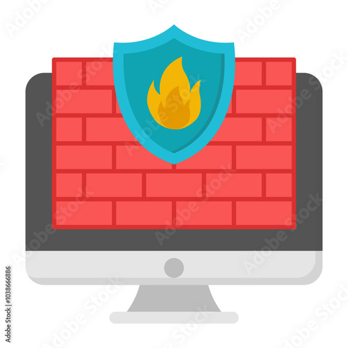 A colored design icon of firewall 
