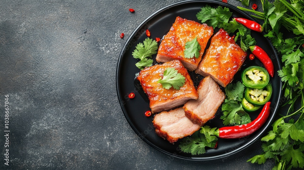 Delicious Pork Belly with Fresh Herbs and Spices Delicious Pork Belly with Fresh Herbs and Spices