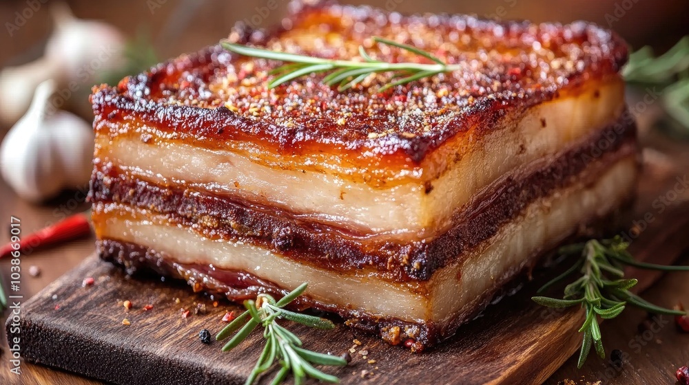 Delicious Crispy Pork Belly with Herbs and Garlic Delicious Crispy Pork Belly with Herbs and Garlic