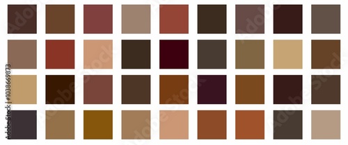 Brown color palette, a collection of vector color palettes. Fashion concept, brand layout. A guide to tone and color. Various color solutions.