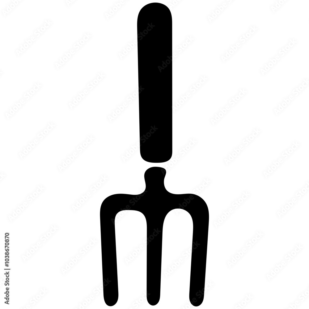 Three-pronged planting tool in silhouette style for farm repair background Three-pronged planting tool in silhouette style for farm repair background