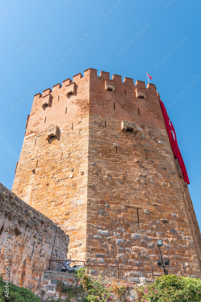 Kızıl Kule (Red Tower) in Alanya on a clear sunny day Kızıl Kule (Red Tower) in Alanya on a clear sunny day