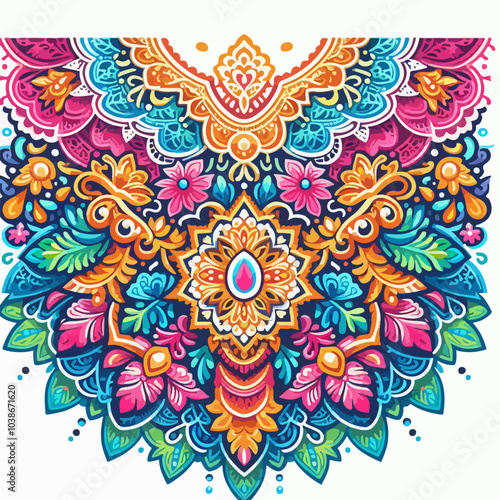 colorful and intricate design with a flower in the center