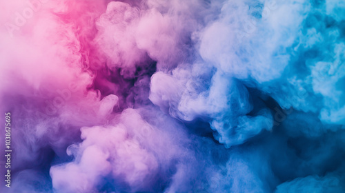 Colorful Pink and Blue Smoke on White Background - Vape Liquid in Water