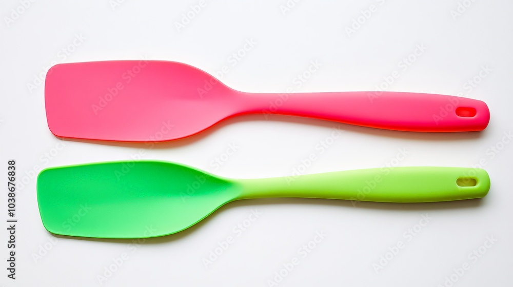 Vibrant Silicone Cooking Utensils on White Background Vibrant Silicone Cooking Utensils on White Background