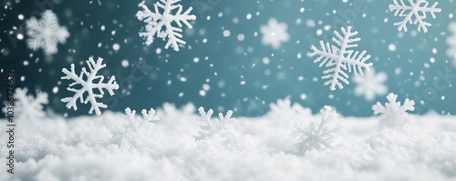 Snowflakes swirling in a gentle breeze, creating a serene winter wonderland