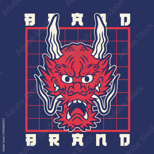 A Dragon head logo. This is vector illustration ideal for a mascot and tattoo or T-shirt graphic.