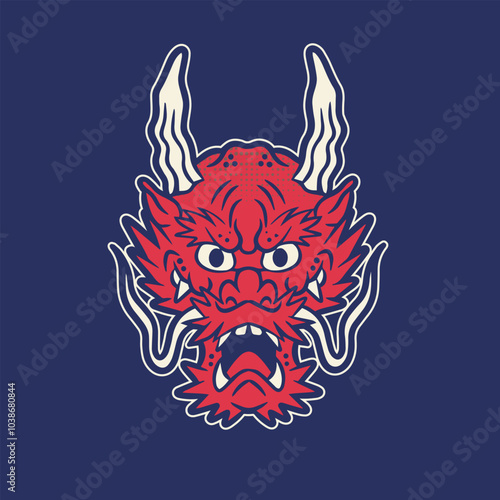A Dragon head logo. This is vector illustration ideal for a mascot and tattoo or T-shirt graphic.
