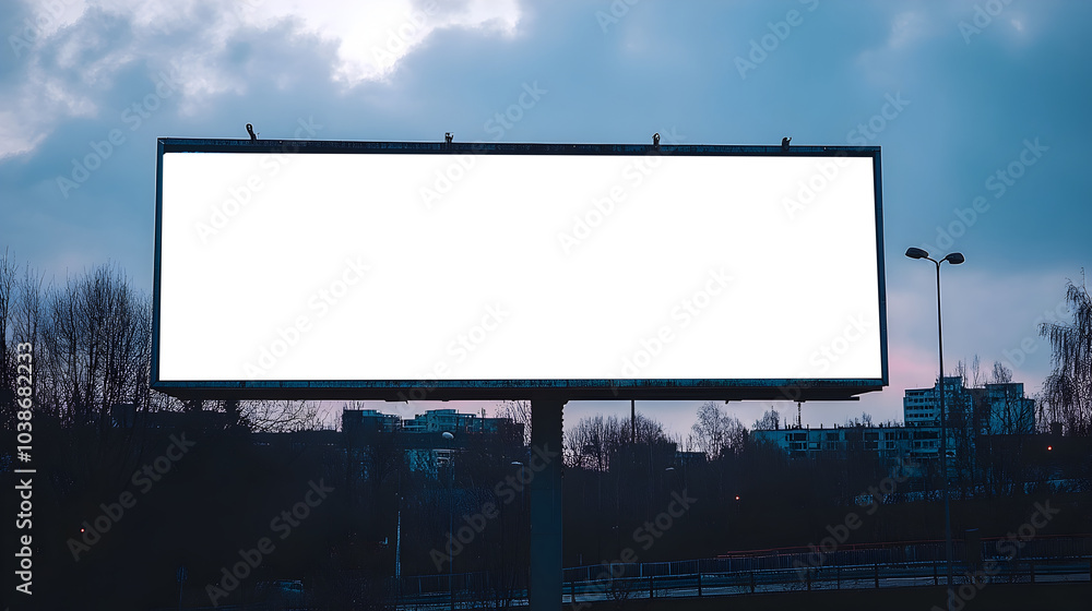 Fototapeta premium Retro Styled Pastel Billboard with Faded Textures in Suburban Landscape