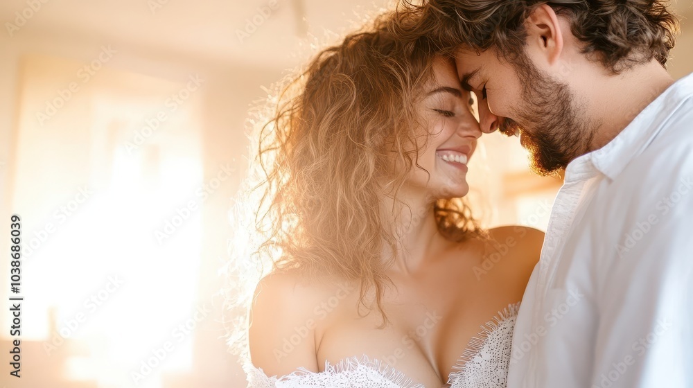Romantic Couple Dancing in Soft Light at Home