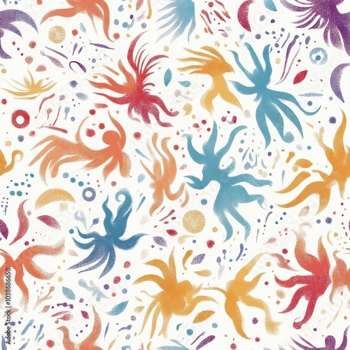 Colorful Seamless Design of Dancing Figures