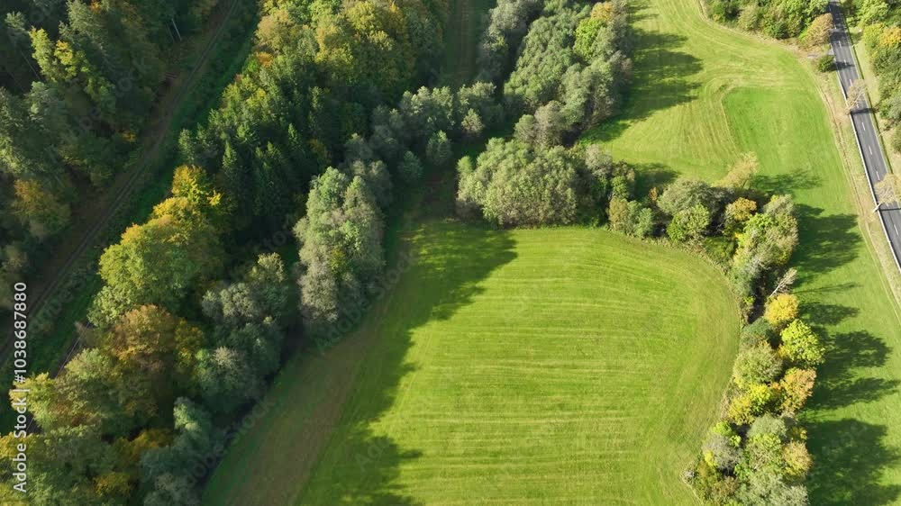 Flying over a rural scene and small creek Flying over a rural scene and small creek