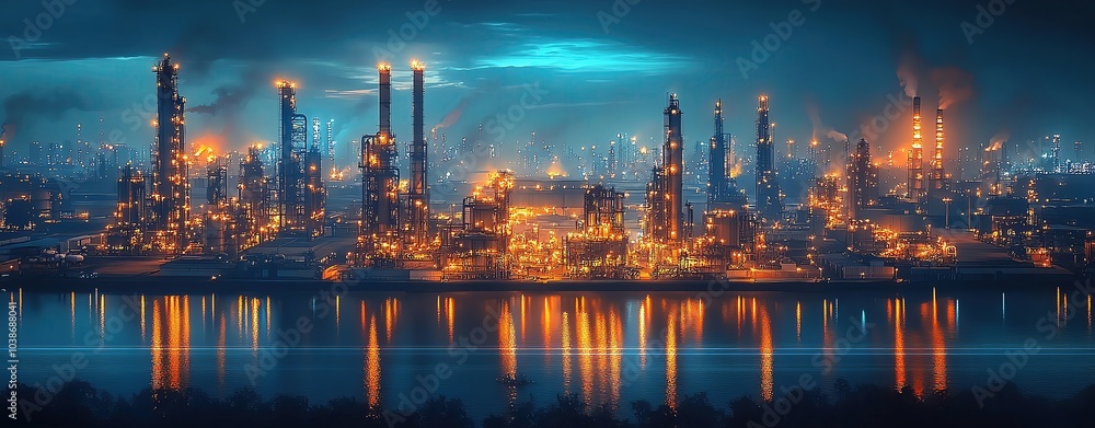 Fototapeta premium An advanced industrial complex for fuel processing