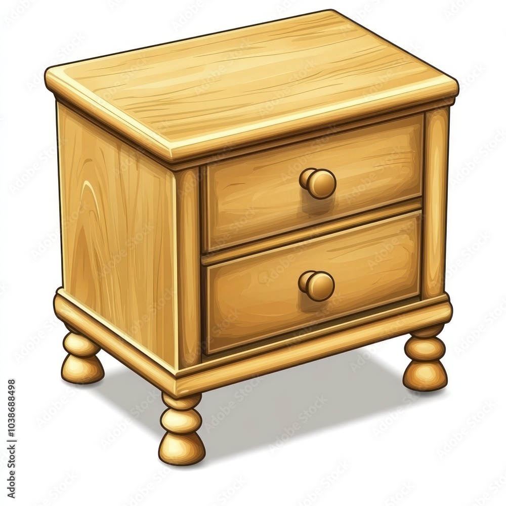 A wooden nightstand with two drawers, designed for storage and bedside use. A wooden nightstand with two drawers, designed for storage and bedside use.