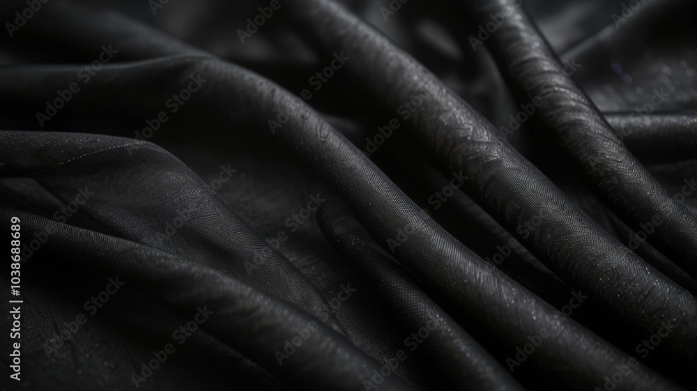 Obraz premium Stylish black organza backdrop creating a dramatic and elegant atmosphere