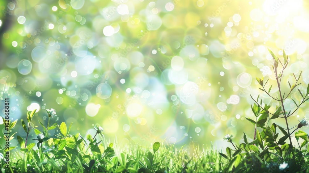 Green Grass and Blooming Flowers Green Grass and Blooming Flowers