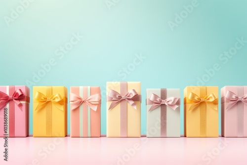 Elegant minimalist christmas gift silhouettes in soft pastel colors on clean backgrounds