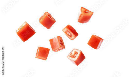 diced tomatoes on transparent background