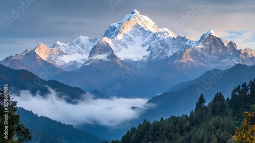 Wallpaper Mural Snow-covered mountain peak above clouds Torontodigital.ca