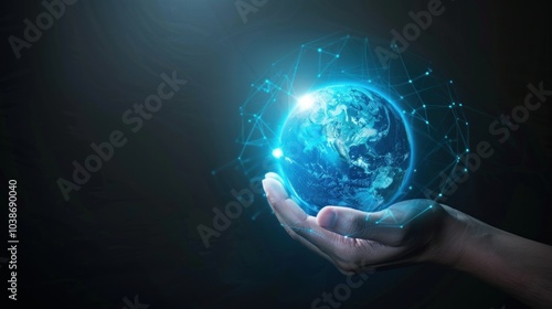 Hand Holding a Digital Globe