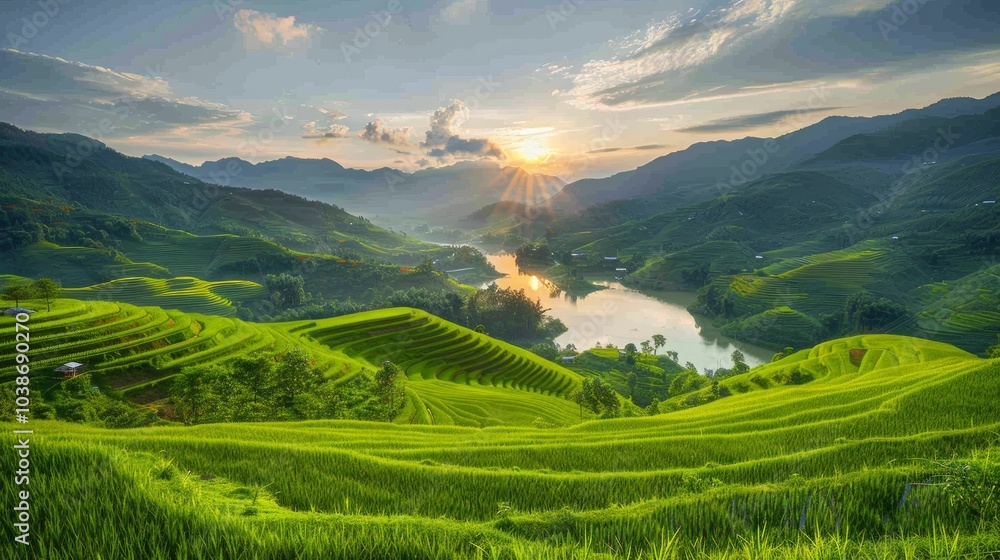 Terraced rice fields in Mu Cang Chai district