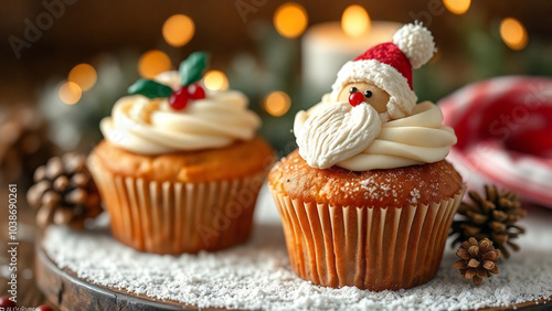 winter style muffin, cookies, gingerbread, snowflake, santa claus