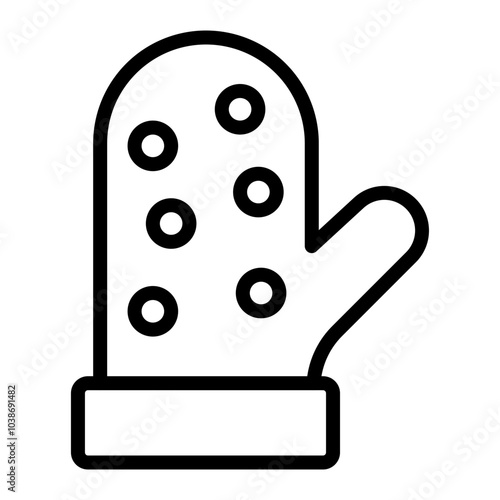 Oven Mitt Vector Line Icon Design