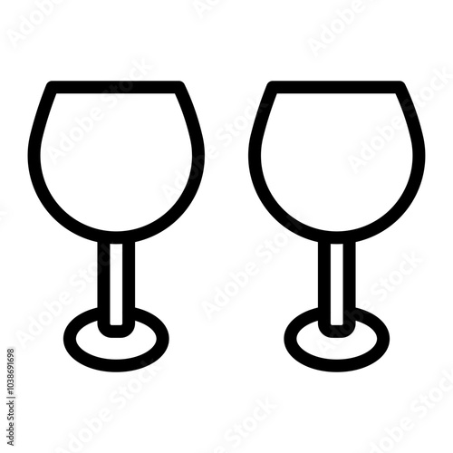 Wine Glass Vector Line Icon Design