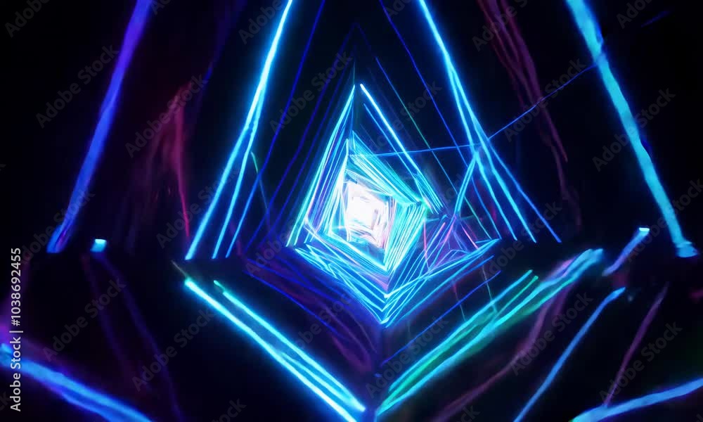 Colorful neon tunnel with pink and blue lines. Colorful neon tunnel with pink and blue lines.