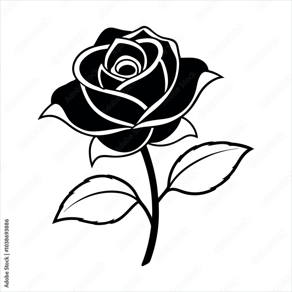 Rose flower silhouette vector Art Illustration. Rose flower silhouette vector Art Illustration.