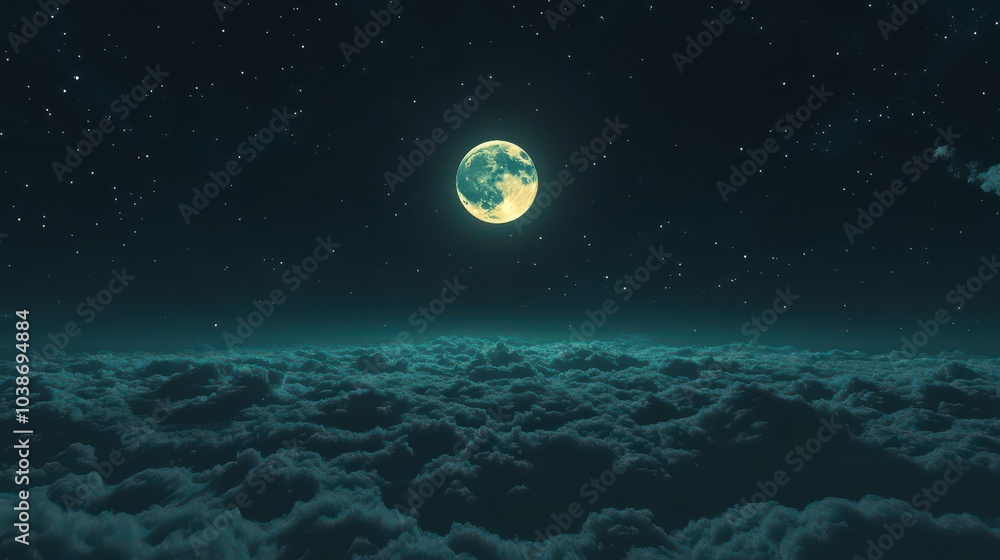 Serene Moonlit Night Over Cloudy Sky Serene Moonlit Night Over Cloudy Sky