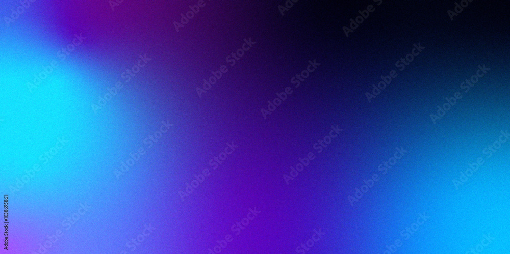 Fototapeta premium Blue purple grainy gradient vertical glowing abstract light wave on black noise texture background .Neon purple blue and mint green colorful gradient background Best design for your ad, poster, bann. 