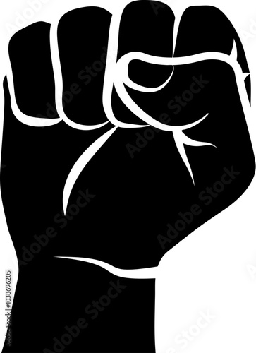 clenched fist silhouette - vector illustration
