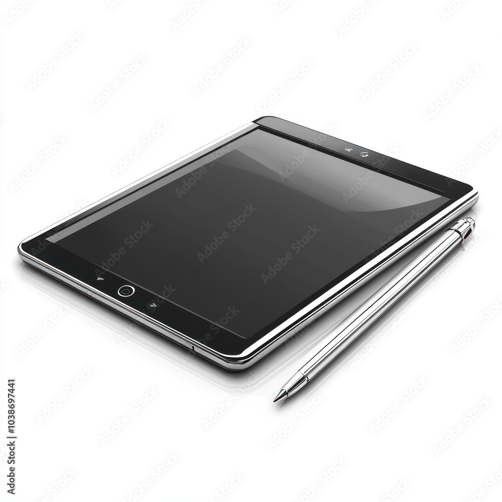 A sleek tablet device with a stylus, designed for digital interaction and creativity. A sleek tablet device with a stylus, designed for digital interaction and creativity.
