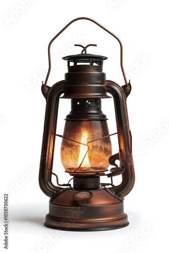 Old rusty kerosene lamp isolated on a white background