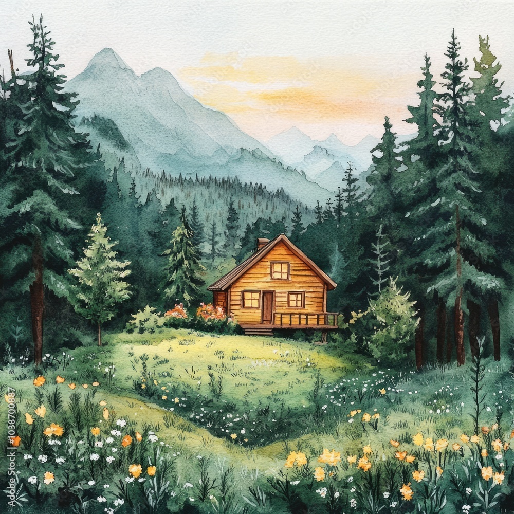 Picture perfect countryside cabin nestled in lush woodland Picture perfect countryside cabin nestled in lush woodland