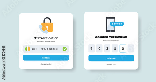 Professional authentication and otp security verification popup design with illustration