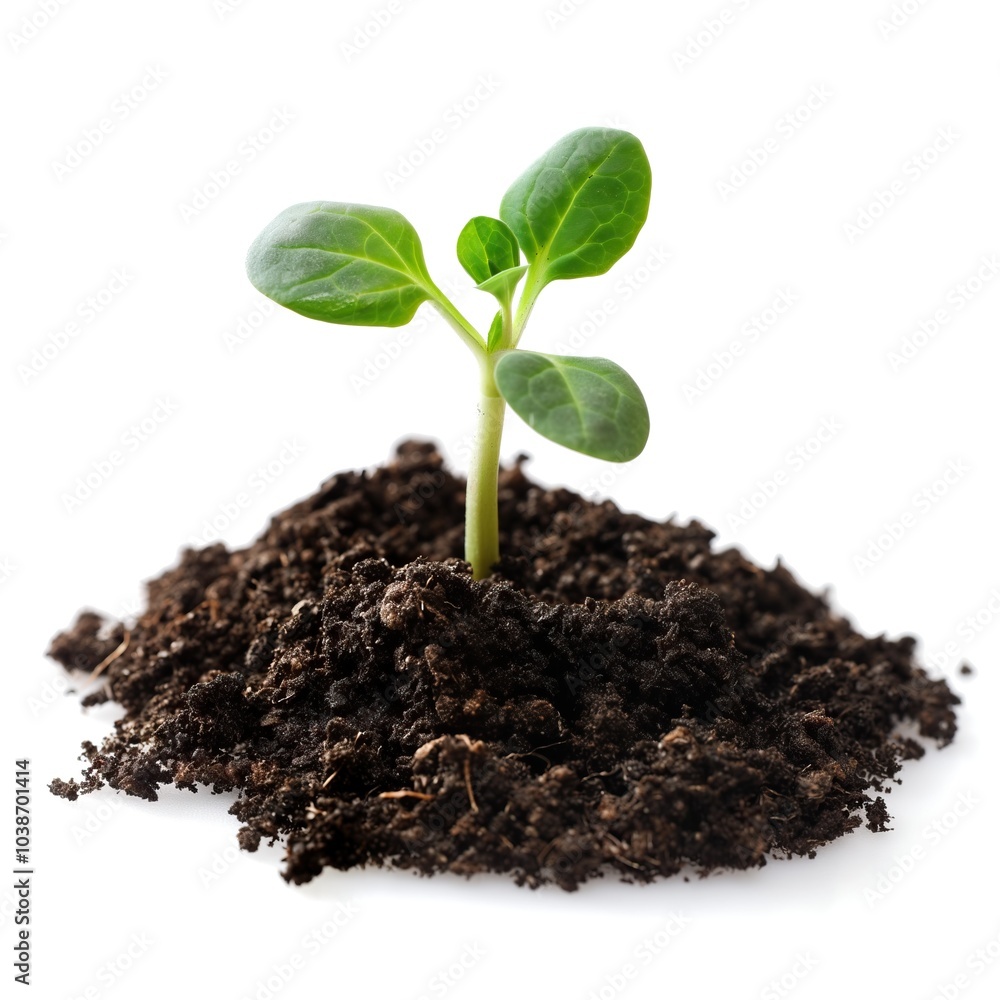 Green seedling illustrating concept of new life on white backgroun Green seedling illustrating concept of new life on white backgroun