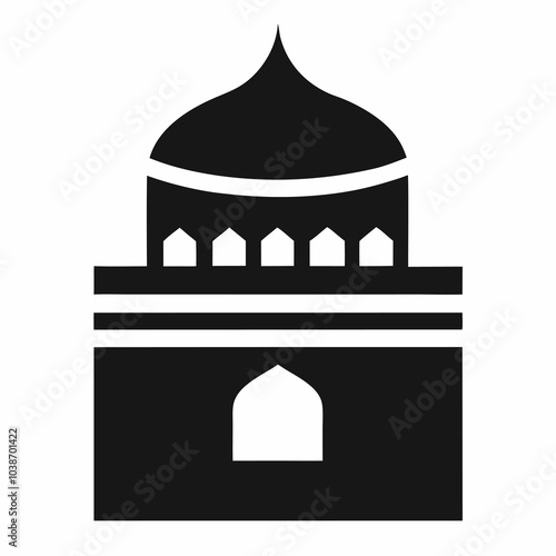 Silhouette Vector Kaaba Icon Logo on White Background