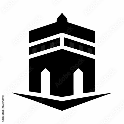 Silhouette Vector Kaaba Icon Logo on White Background