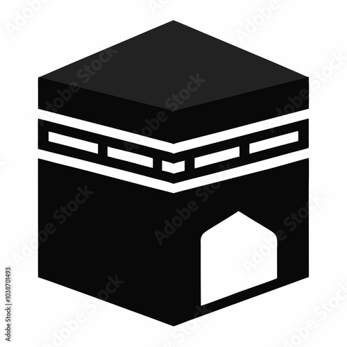 Silhouette Vector Kaaba Icon Logo on White Background