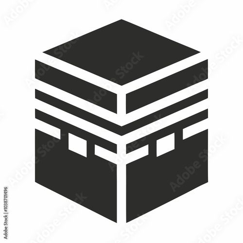 Silhouette Vector Kaaba Icon Logo on White Background