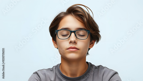 Teenager during the psychotherapy session isolated with white highlights, png photo