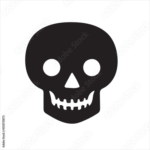 Skull & Bones Icon on Black Button with White Rollover