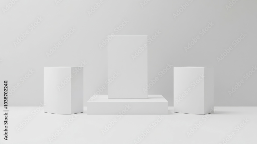 White retractable banners on plain background White retractable banners on plain background
