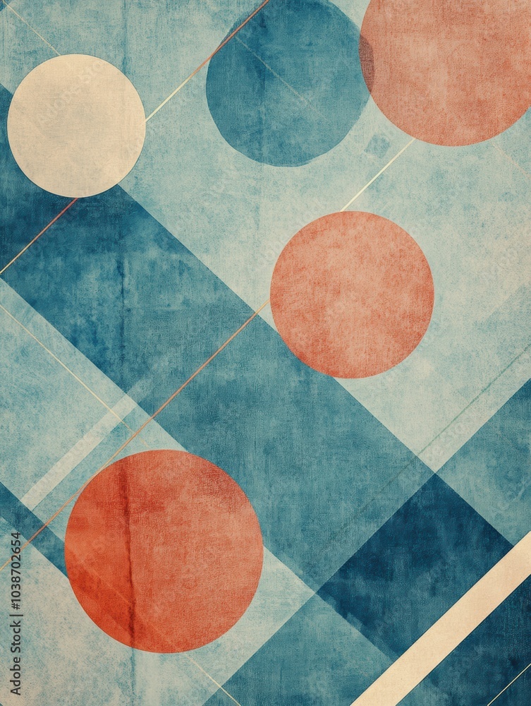 This artwork features a captivating arrangement of large and small circles scattered across a diagonal grid in vibrant colors. Generative AI This artwork features a captivating arrangement of large and small circles scattered across a diagonal grid in vibrant colors. Generative AI
