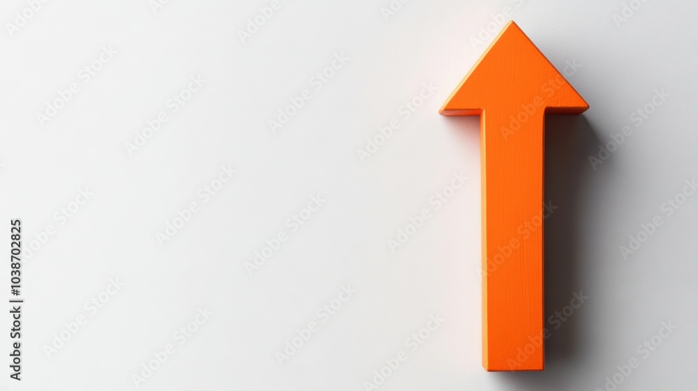 Orange arrow pointing up on white background progress symbol Orange arrow pointing up on white background progress symbol