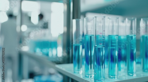 Blue Liquid in Test Tubes in a Laboratory