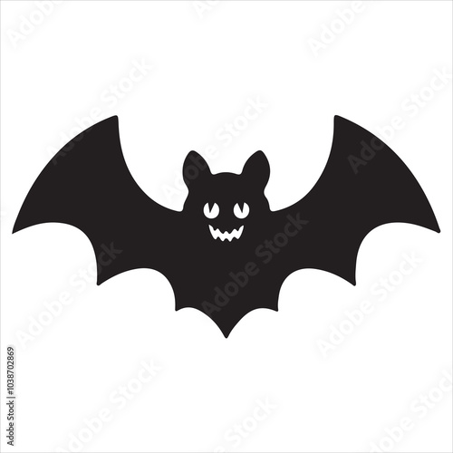 Black silhouettes of bats set on white background.