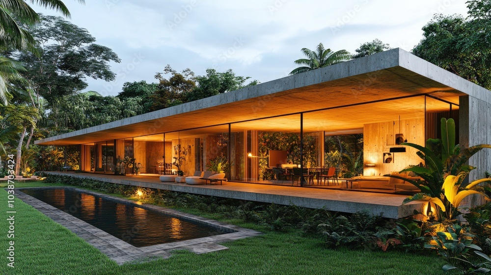 Modern House Surrounded by Lush Greenery Modern House Surrounded by Lush Greenery